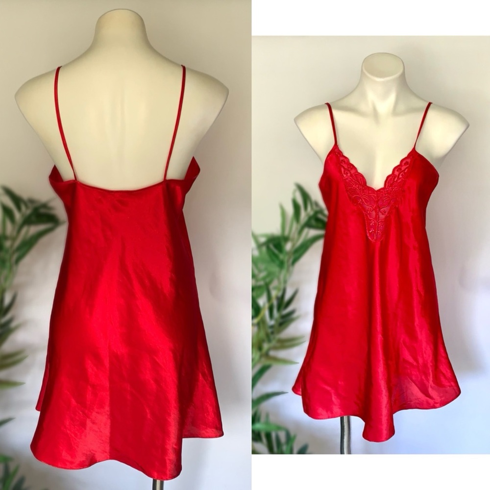 v i n t a g e :: Satin Slip Dress Lace Nightgown Chemise - Picture 3 of 12
